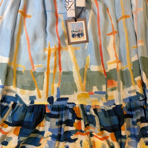 Simply Art by Dolcezza Light Blue Sailboat Print Sleeveless Casual Maxi Dress - Picture 3 of 11